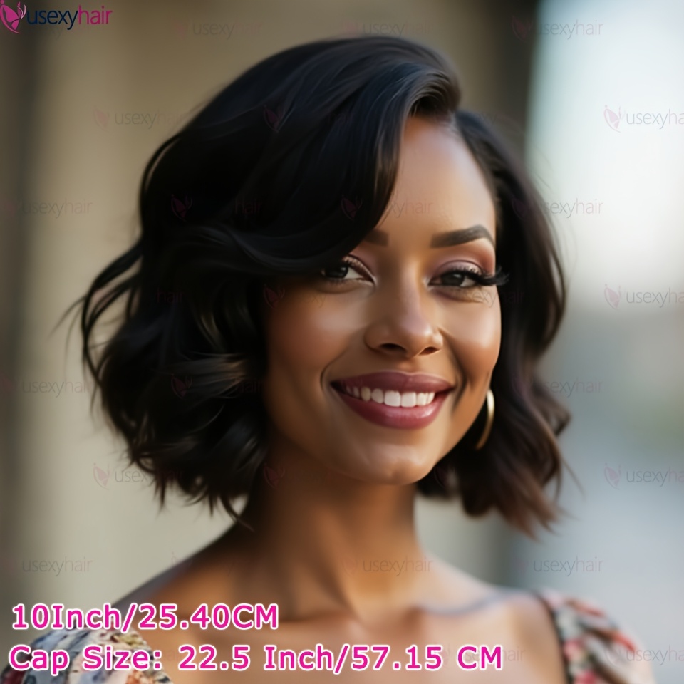 TEMU USEXY Perruque en cheveux humains brésiliens pour femmes, convient à toutes les teintes de peau - Perruque Bob HD Lace colle avec ligne de