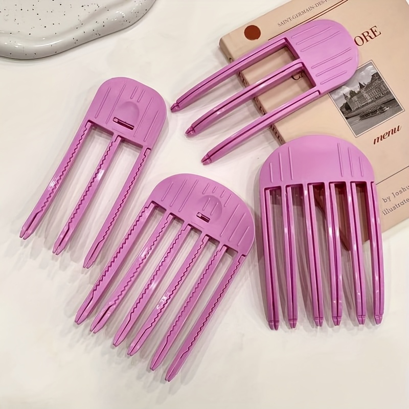 

2-pack Minimalist Oblong Hair Volumizing Clips, Solid Color Plastic Hair Combs, Easy-to-use, Hand-washable, Multipurpose Styling Accessories