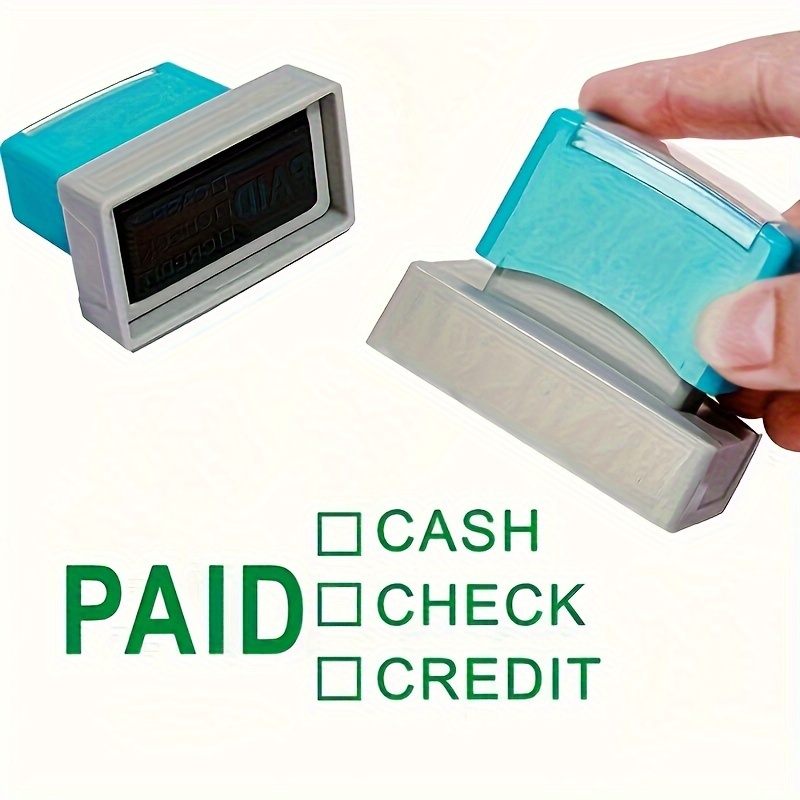 

Payment Stamp - Accepts Cash, Checks & Credit Cards | Plastic Square Design For Office Use