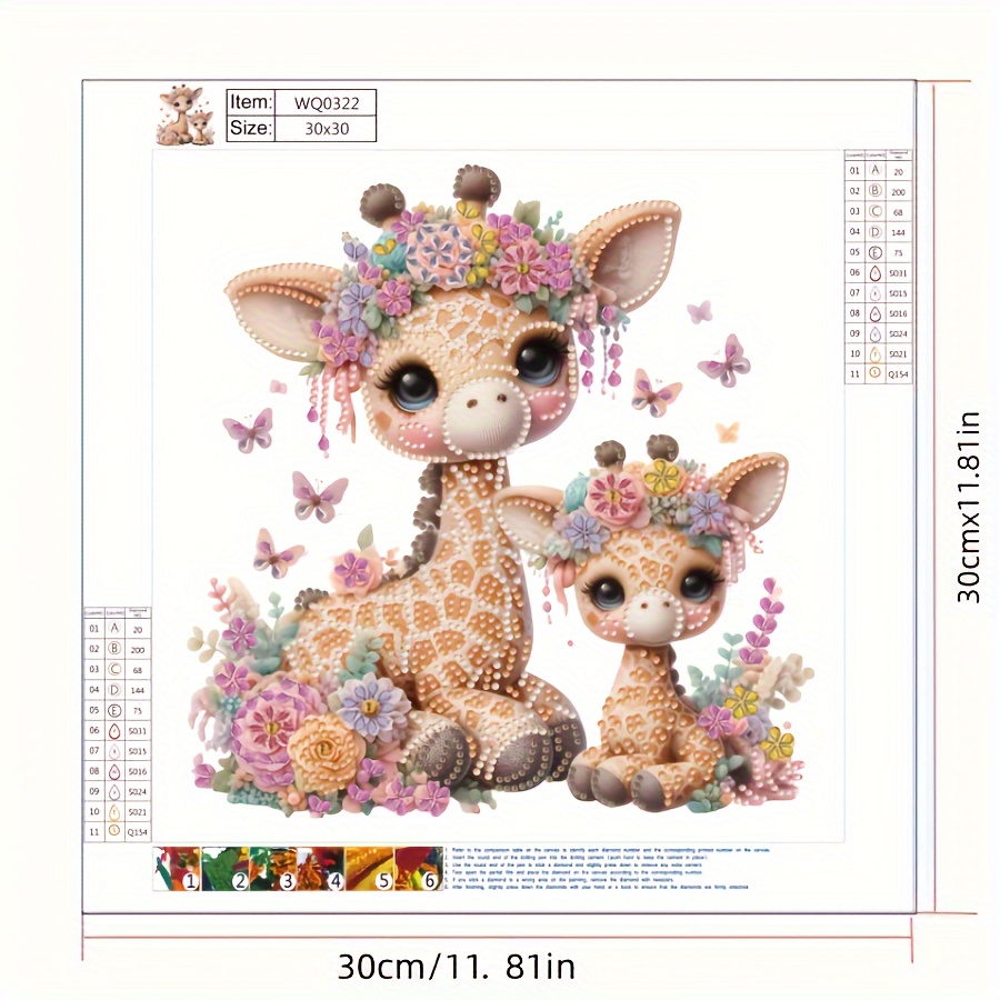 Image of Giraffe 5d Diamond Painting Kit - Diy Craft Set With Unique Shaped Diamonds, Mandala & Crystal Accents, Abs Resin, 11.81x11.81 Inches