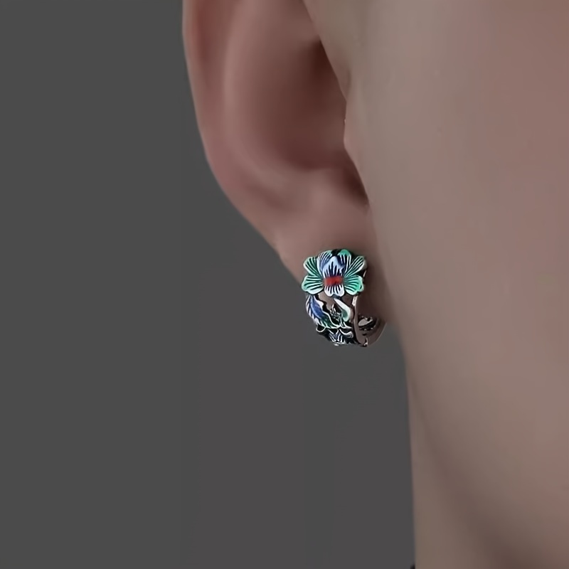TEMU 1 Pair Vintage Earrings, 925 Sterling Silvery Plated, Hypoallergenic Ear Needle, Trendy For Men And Women
