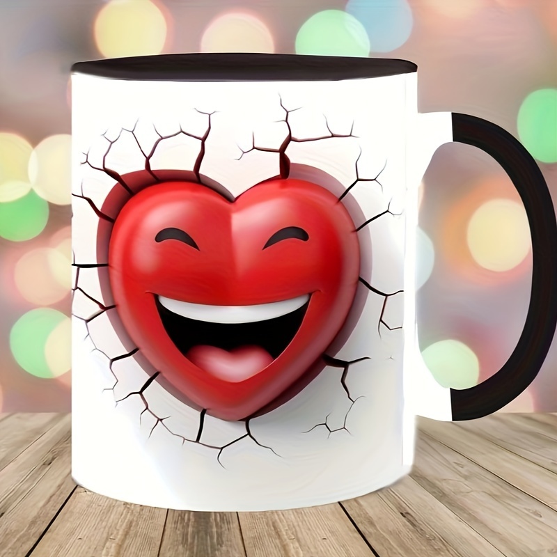1pc funny smiling face coffee mug ceramic coffee cups break through water cups summer winter drinkware birthday gifts holiday gifts