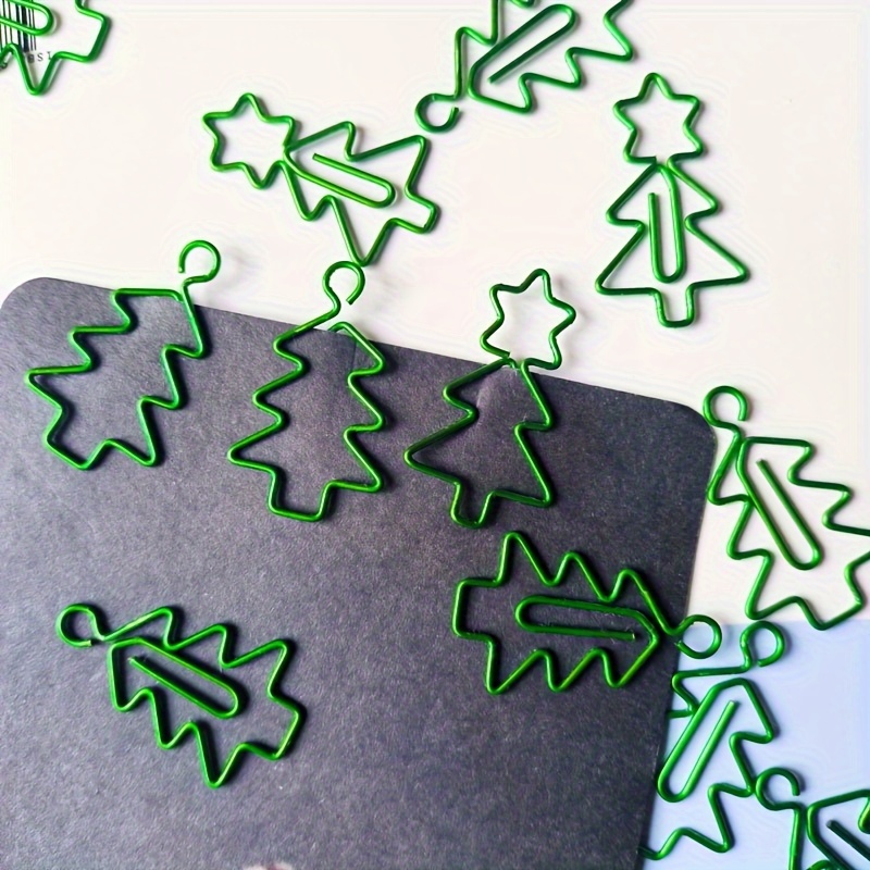 

20pcs Creative Christmas Tree Shaped Paper Clips, Iron Metal Binder Clips For Office Stationery And Holiday Decorations