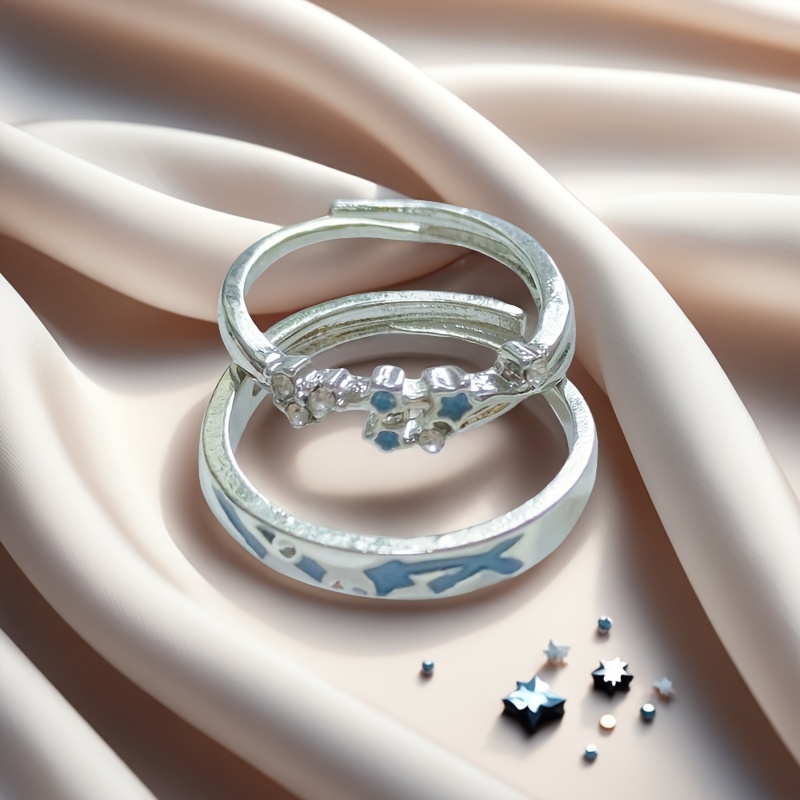 2pcs Couple Rings Starry Night Luminous Pair Ring