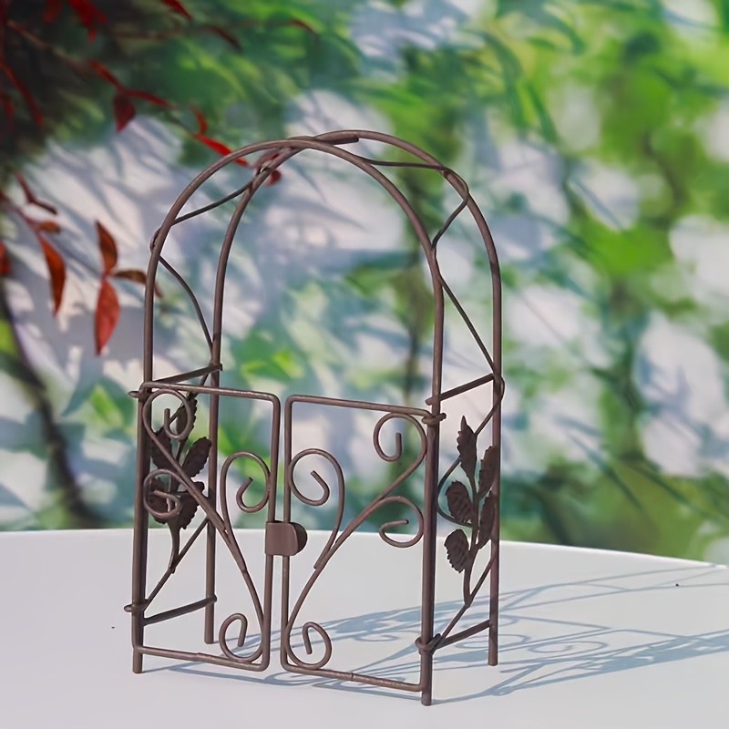 TEMU Mini in Ferro Battuto Marrone, Decorazione Miniatura da Scultrita Squisita, Elementi di Paesaggistica per Giardinaggio, Ornamenti Decorativi per