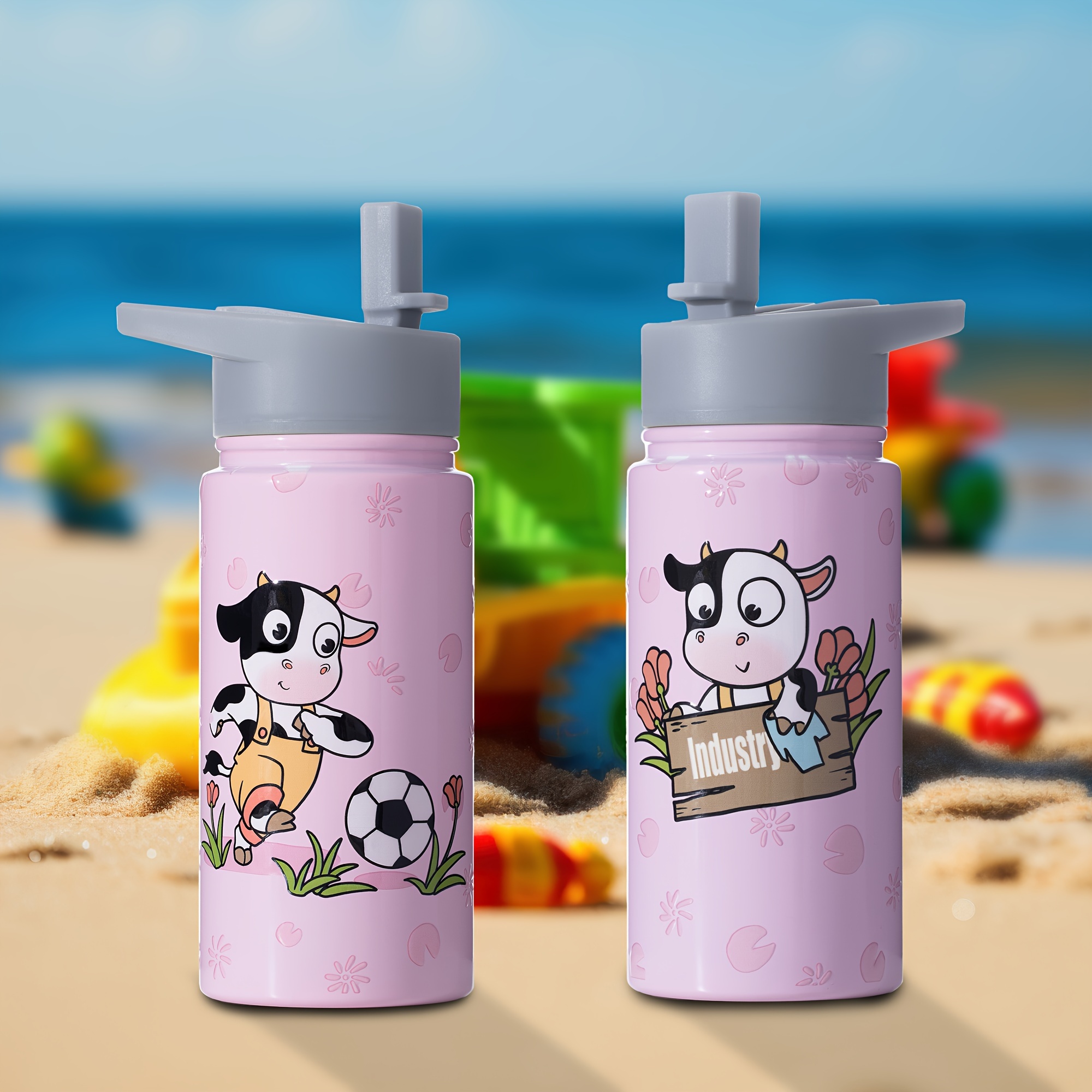 Personalized Water Bottles For Girls - Cute Insulated Stainless Steel Bottle With Initials, 17 Oz, No Straw