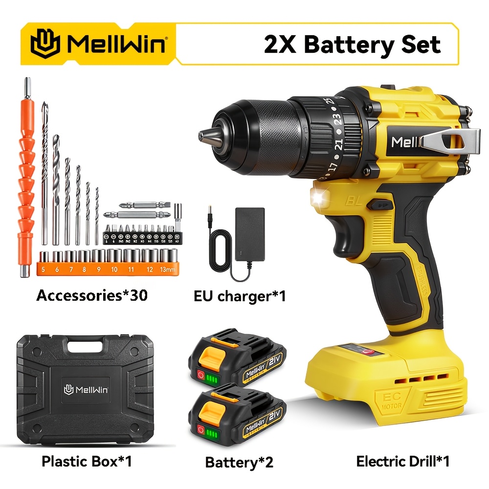 13mm Brushless Electric Drill Tool Set, 25 + 3 Torque, Electric Screwdriver Tool Kit, Suitable For Home Decoration Drilling Tools, , Gifts For