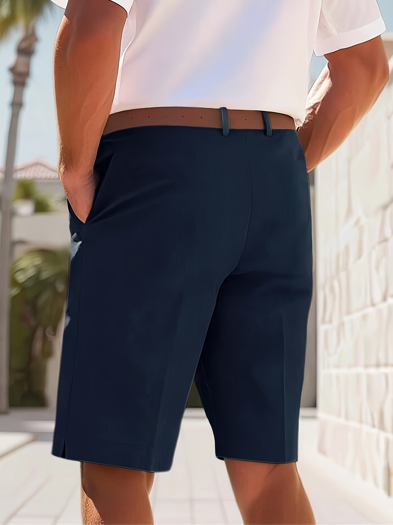mens lightweight quick dry casual suit shorts without a belt