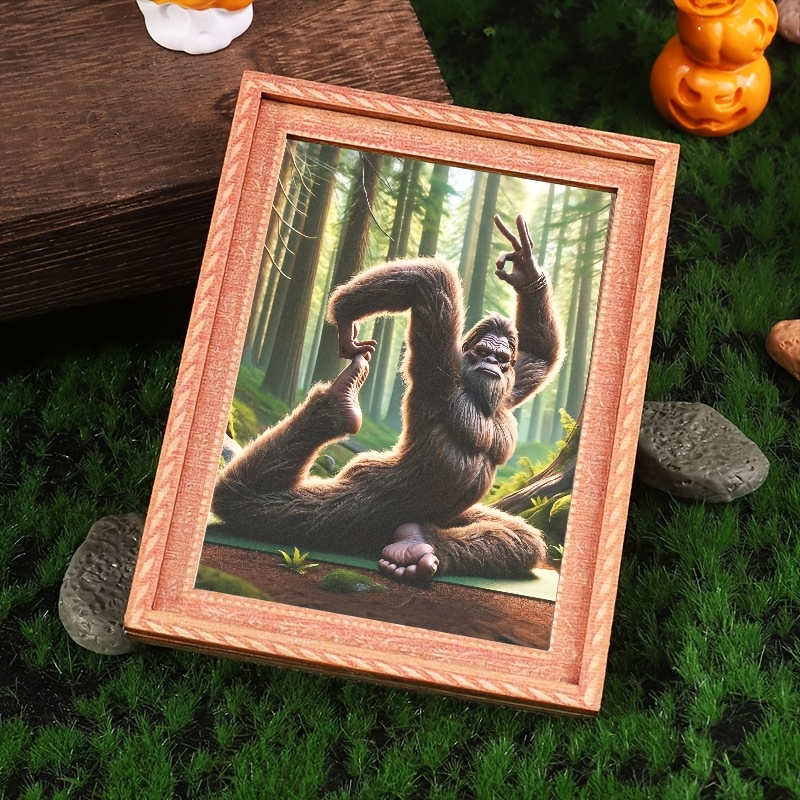 TEMU A Mini-sized Photo Frame Featuring A Doing Yoga In . A Fun Decorative Prop For Home And Office Decor, And A Gift
