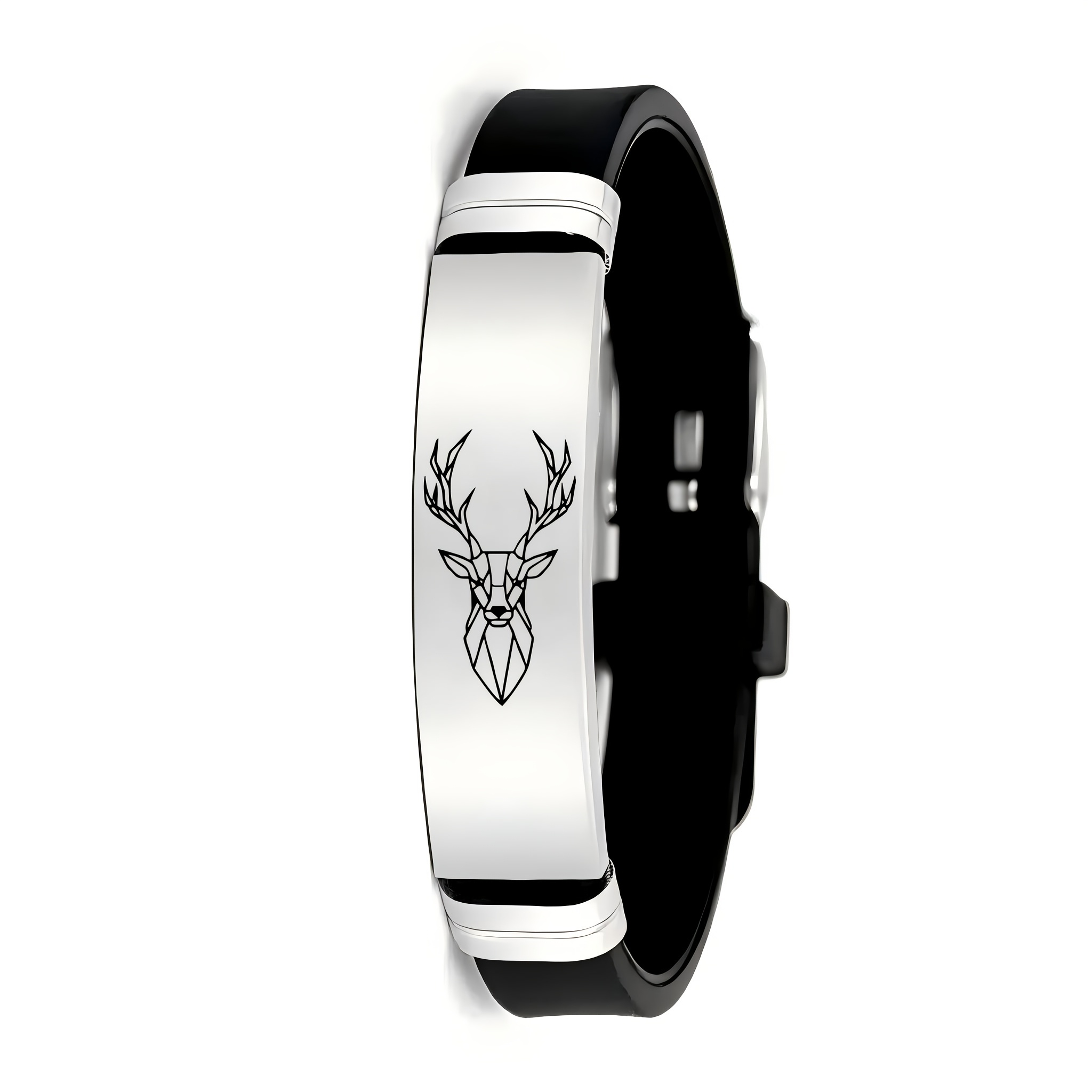 Image of Deer Jewelry, High-quality 202 202 Stainless Steel Silicone Bracelet, Durable Adjustable Strap, Perfect Gift For On Holidays