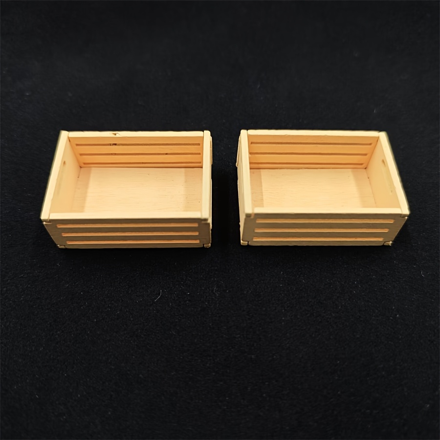 Image of 2pcs, Dollhouse Decoration, Mini Wooden Fruit Basket Model Additions, Miniature Scene Storage Basket Ornaments, Pocket Scene Components, Collectible Gift For Hobbyists And Enthusiasts