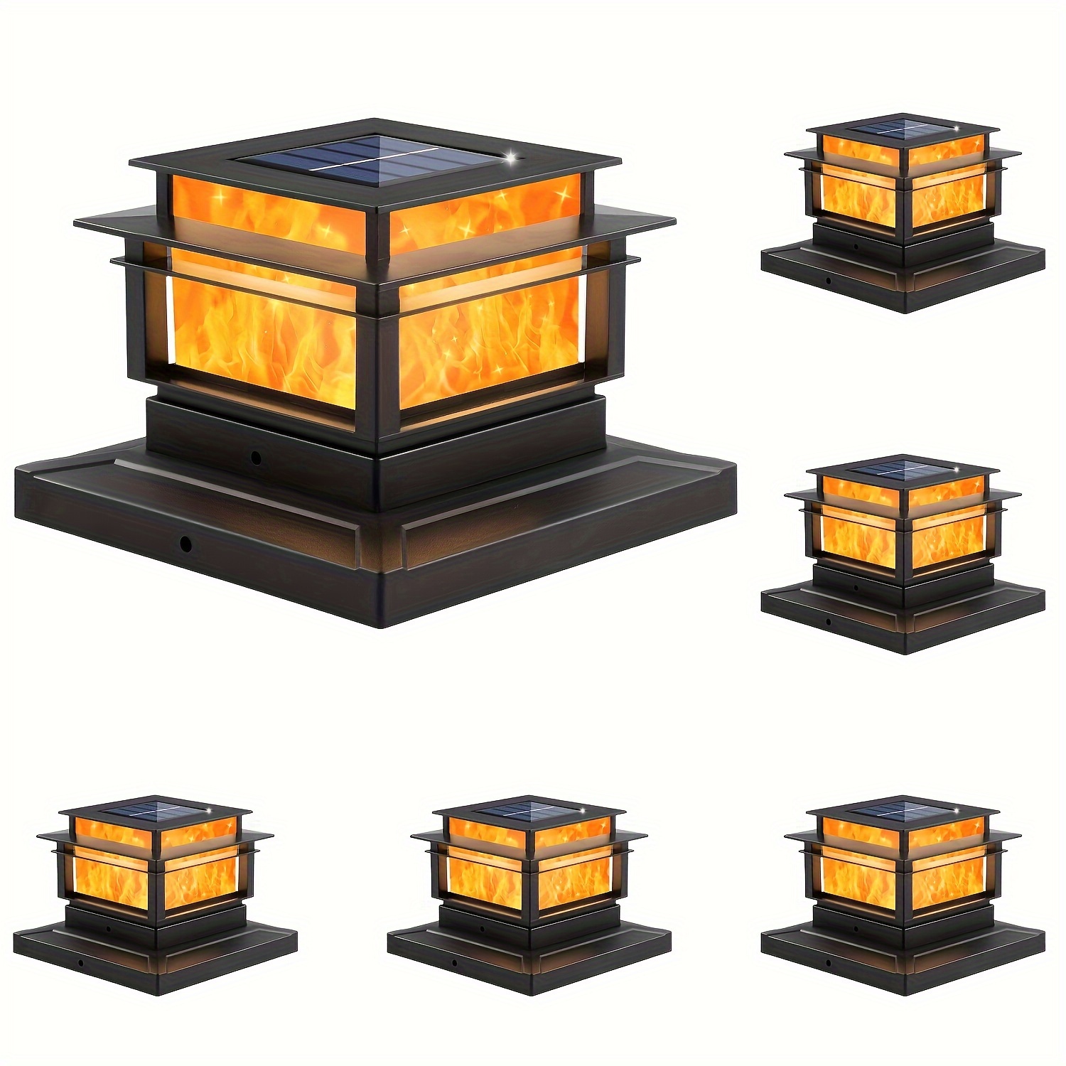 6-Pack Solar Column Cover Lights, Outdoor LED Color-Changing Solar Fence and Deck Floodlights for Garden, Porch, Patio, and Stairs
