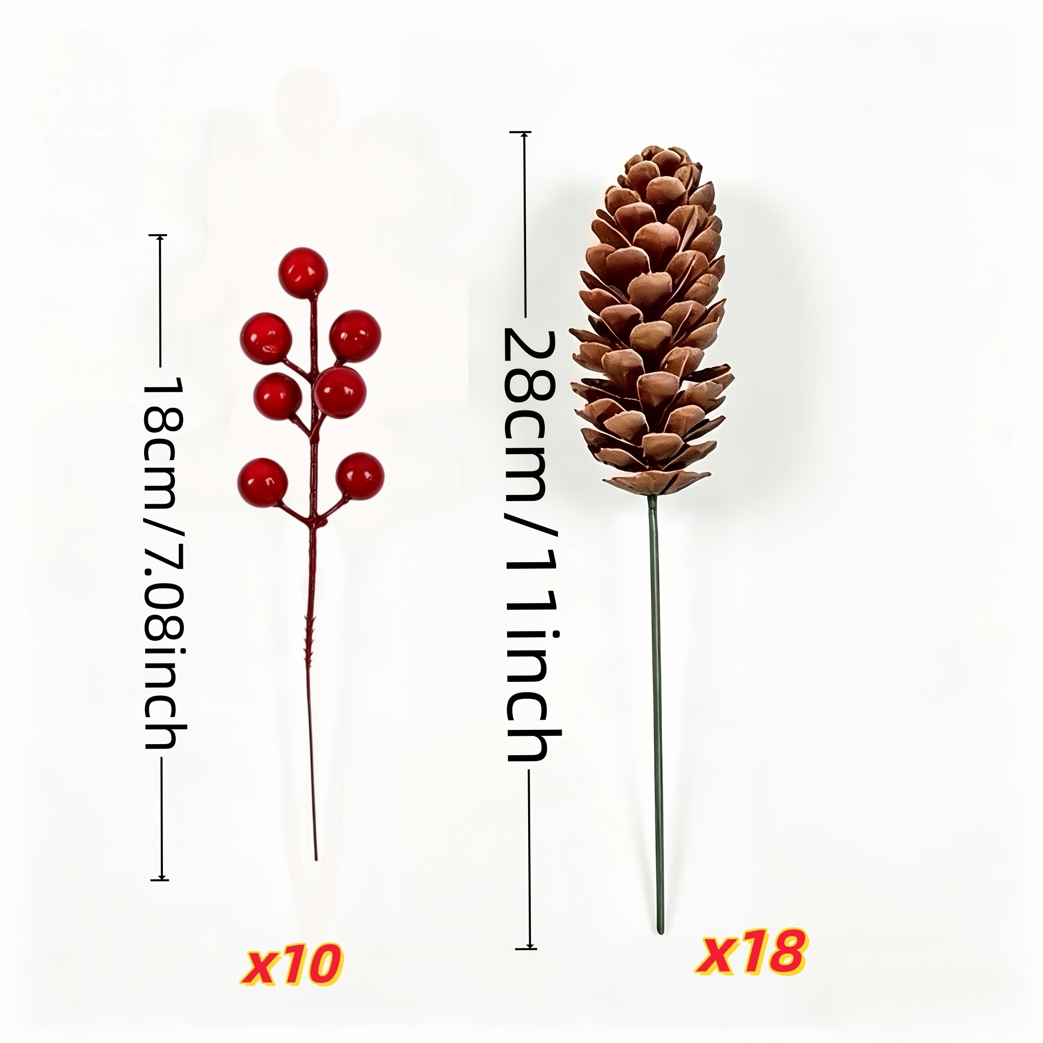 TEMU 28pcs Artificial And Decorations | Realistic Plastic Branches For Christmas Tree Decor | Winter Wedding And Wreath Centerpieces | Sturdy And