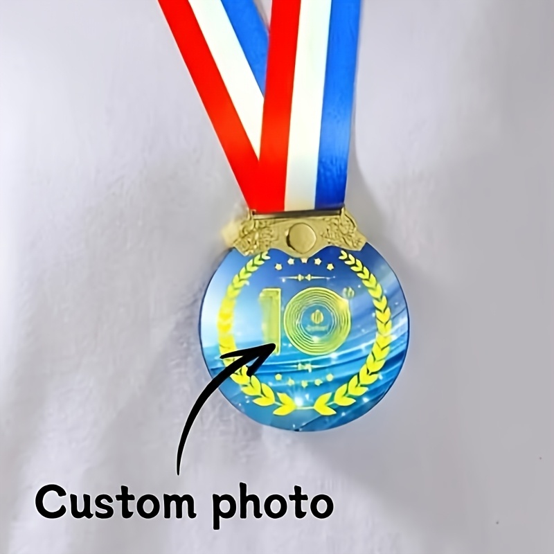 TEMU Médailles en cristal personnalisées DIY, Trophée en verre, Médailles en cristal imprimées en couleur personnalisées, Trophée de sport, Médailles