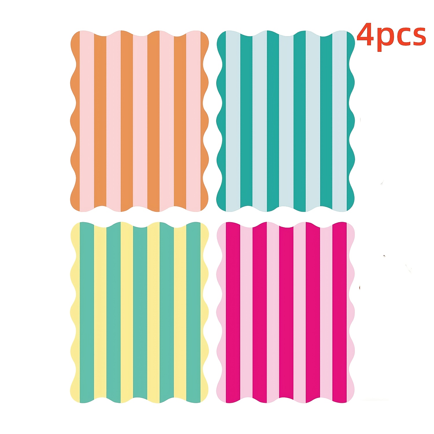 TEMU 4pcs Colorful Striped Mahjong Shuffler Cards, Thickened Pvc Material, Wavy Edge, Fun Game Accessory For Shuffling , Gift For Couples For