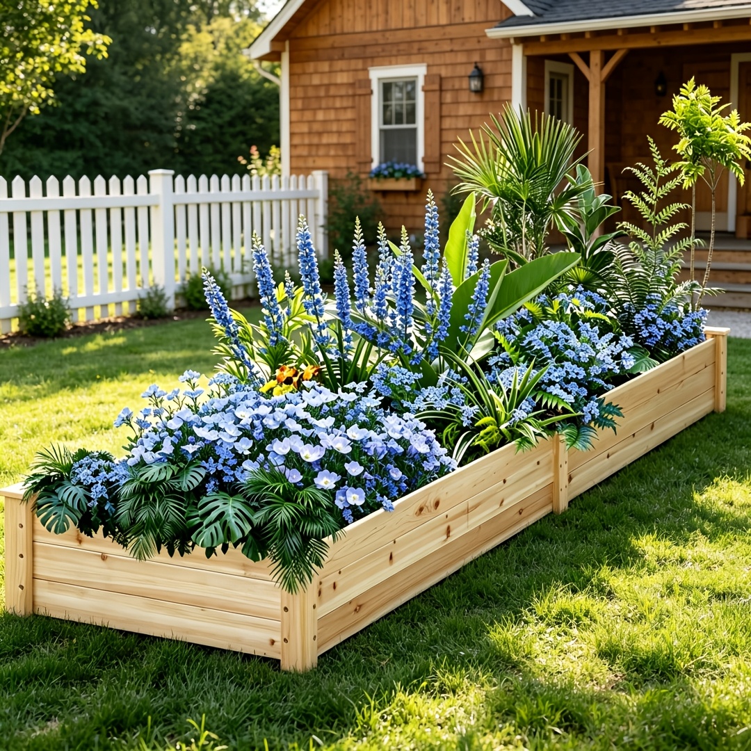 8   elevated wooden garden bed for outdoor use   growing vegetables fruits and herbs in     and easy setup
