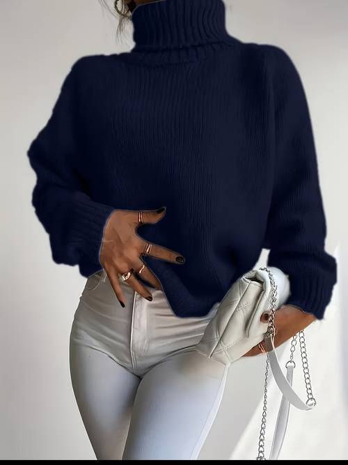 womens elegant casual turtleneck sweater soft and warm pullover solid top