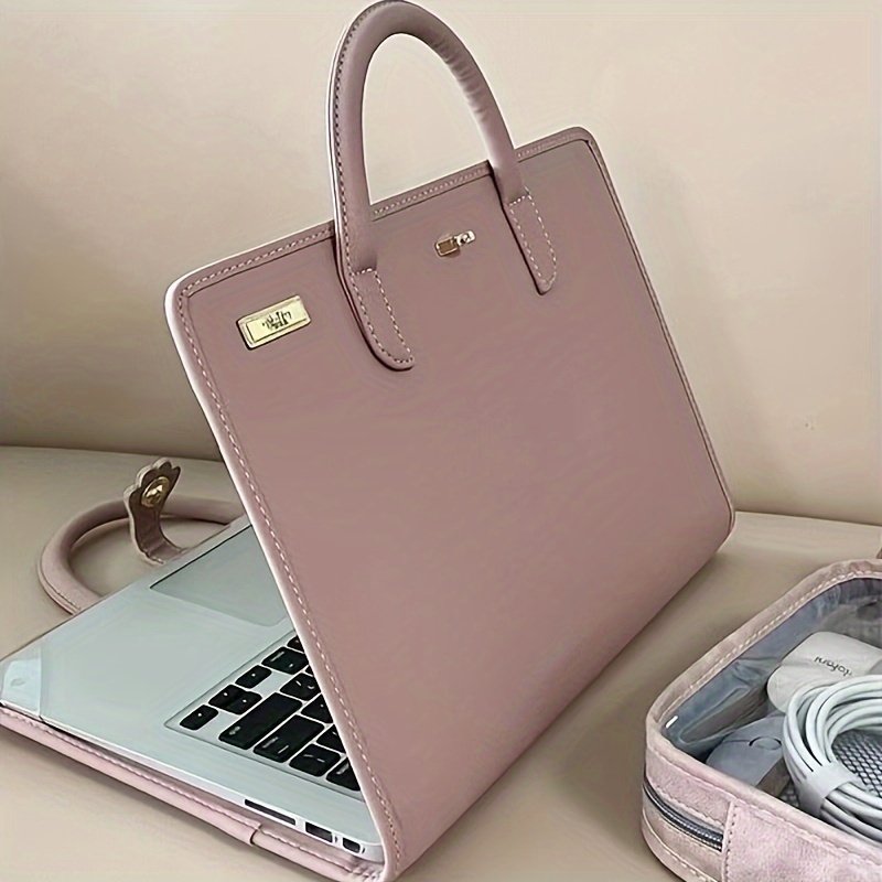 

[ ] Pink Laptop Sleeve With Handle - Stylish & Protective Case For Office Use, Zipper Closure, Lining, Elegant Design For , Bag | Stylish Laptop Sleeve | Stitching Detail, Laptop Bag