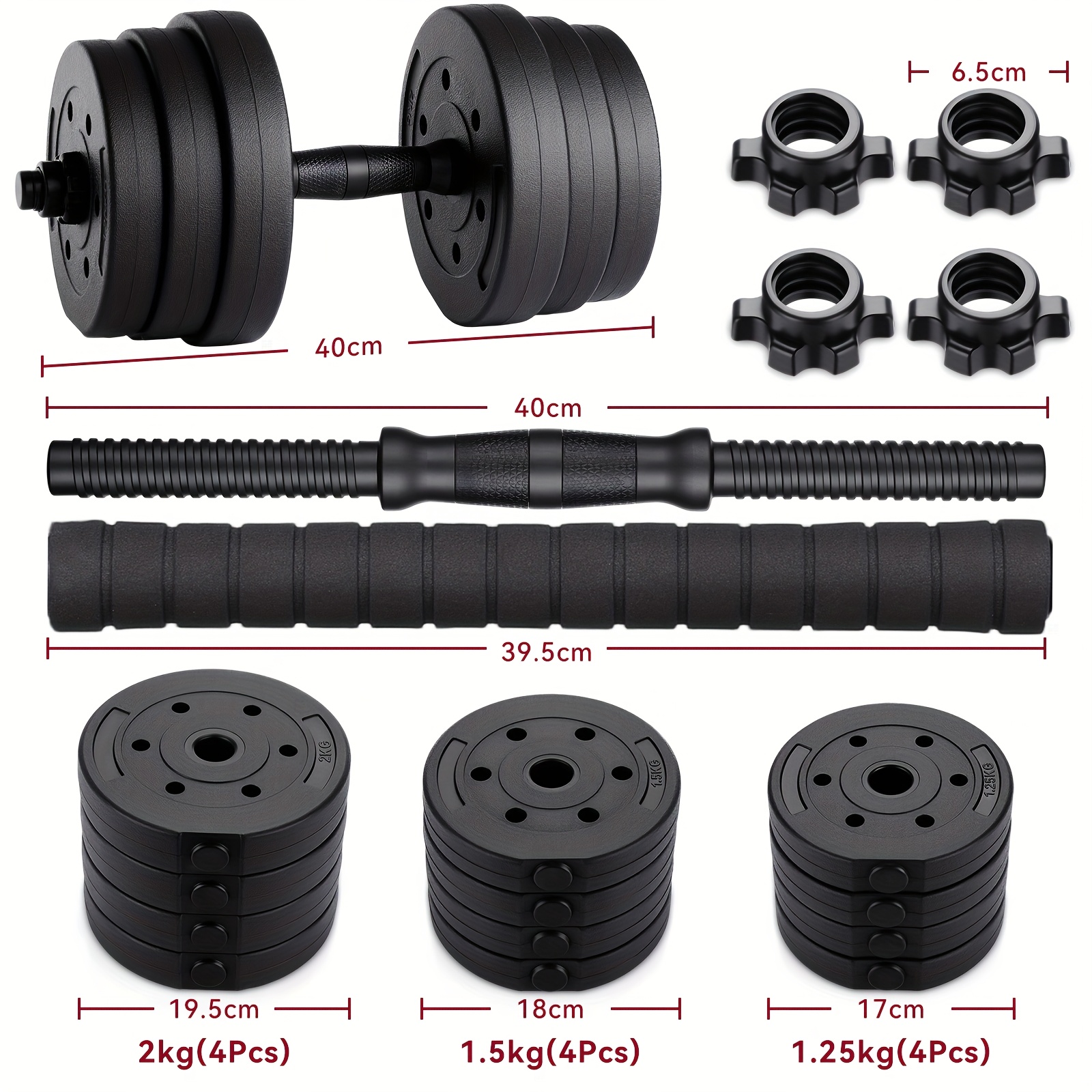 TEMU Verstellbares Dumbbell-Set, 20kg Dumbbell, Heim-Gym-Weight, Barbell- und Dumbbell-Set, Krafttraining-Weight, Fitness-Dumbbell,
