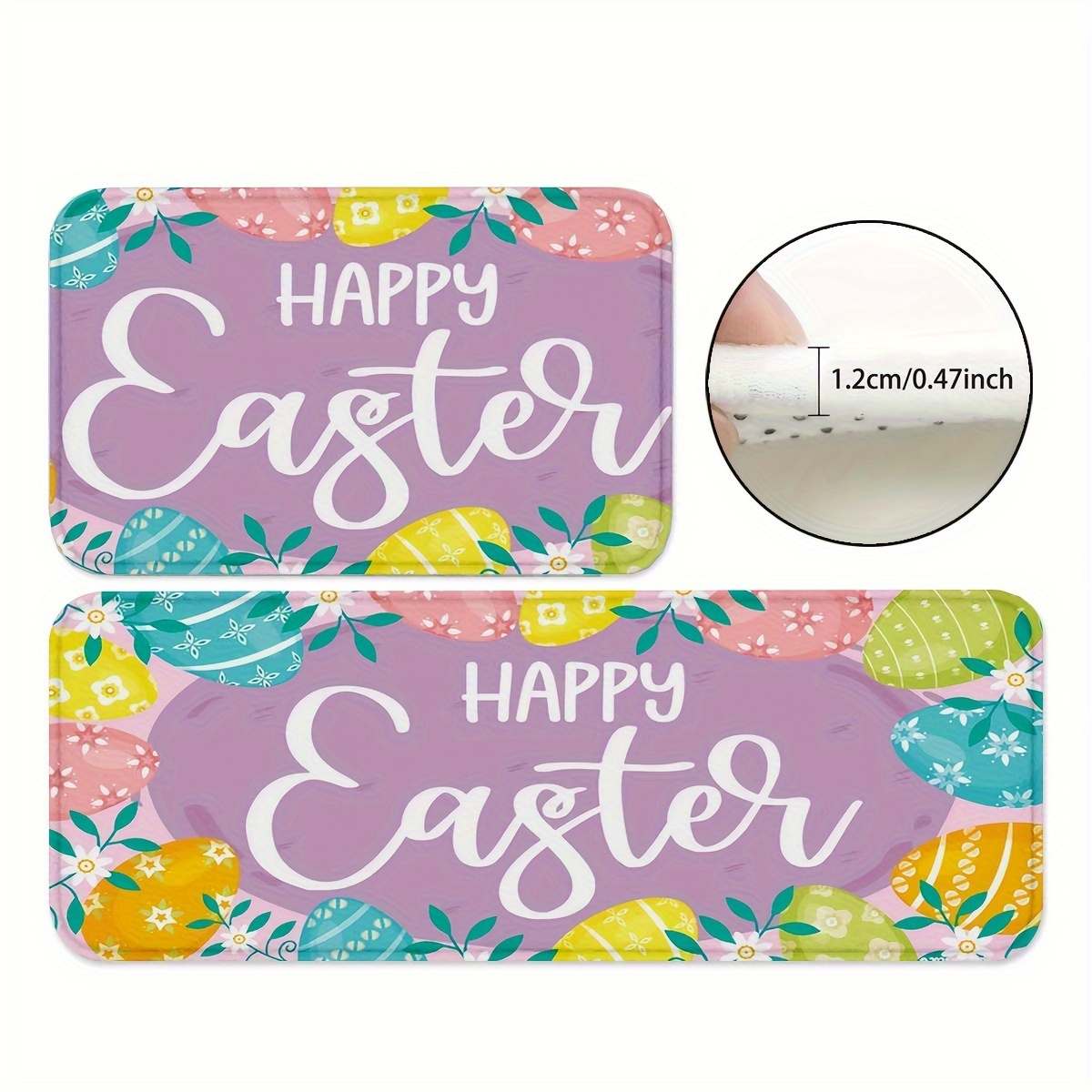 

1/2pcs Colorful Eggs Pattern Kitchen Mats, Anti-skid Foyer Rugs, Carpets For Home Office Sink Spring Decor Easter Hotel Indoors Hotel Outdoors High Traffic Area