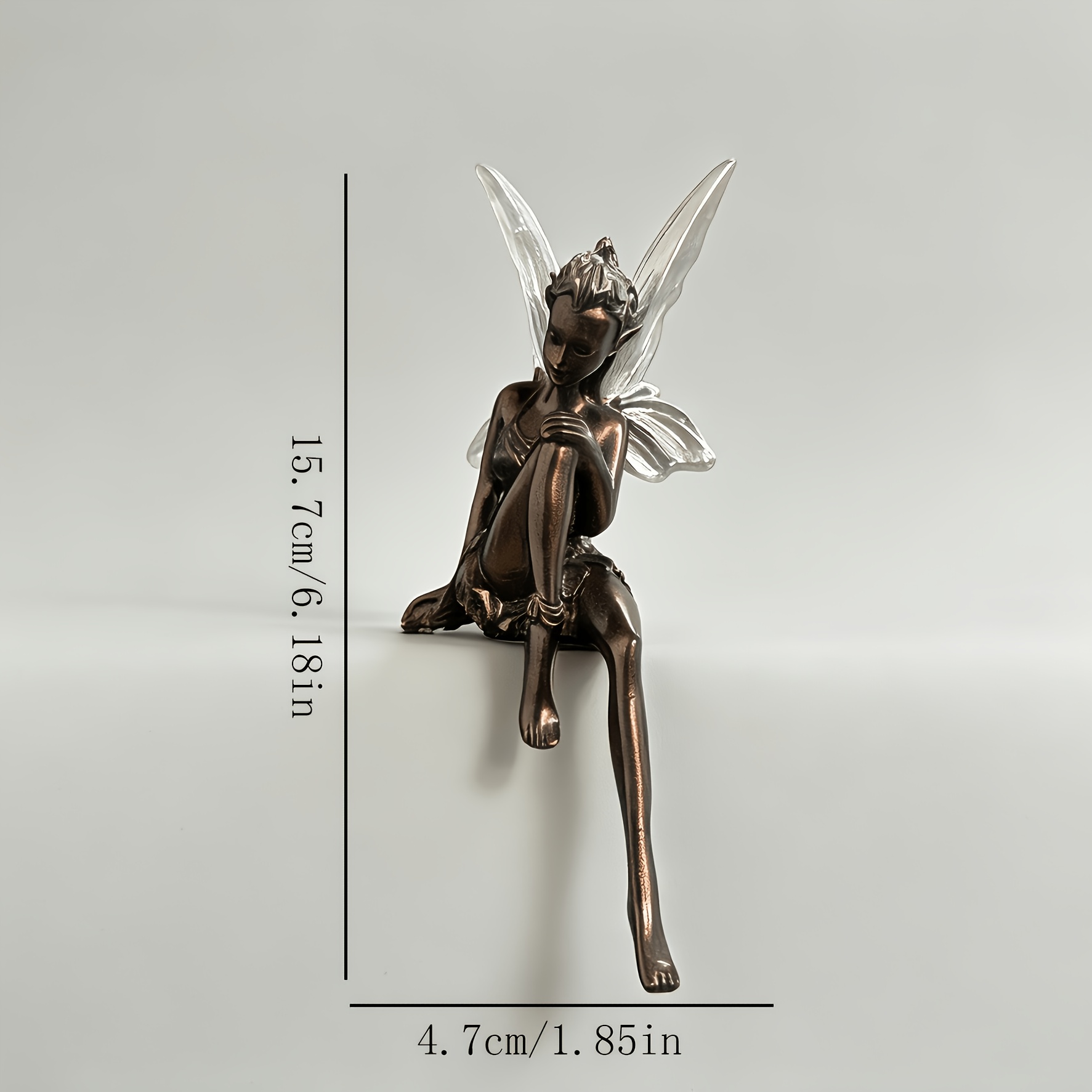 TEMU 1pc Collectible Figurine, Seated Fairy Resin Statue, Vintage Transparent Winged Flower Fairy Ornament, Outdoor Garden Tree Hanging Decoration,
