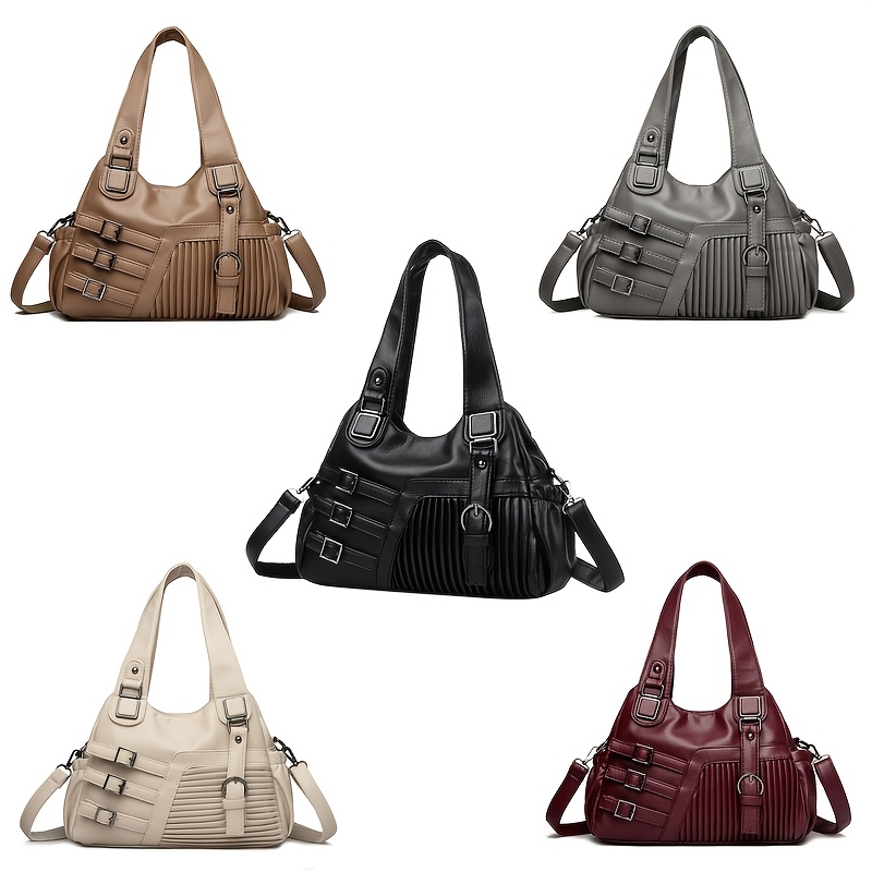 Ethnic Style PU Women'S Shoulder Bag, Trendy Women'S Tote Bag, Double-Layer Main Compartment Handbag, Suitable for Commuting, Shopping, Dating, Traveling, And More