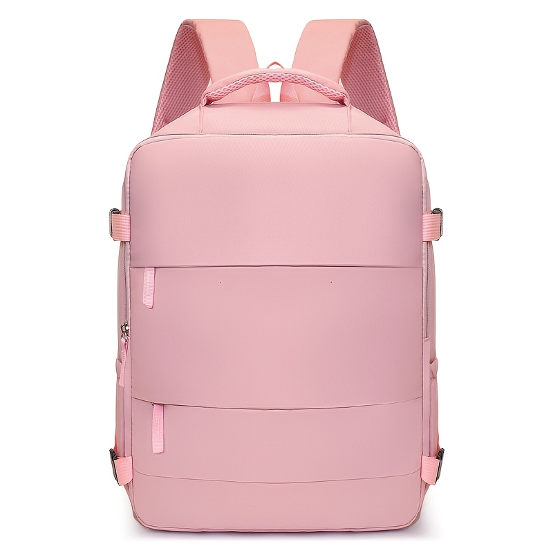 TEMU Mochila de color liso para mujer, bolsa de viaje de gran capacidad, mochila para portátil de negocios, desplazamientos y campus. con los