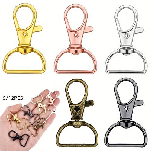 5/12 stuks draaibare haak sleutelhanger clip haak d-ring clip koord hardware voor sleutelhanger maken koord maken portemonnee hardware ambachten