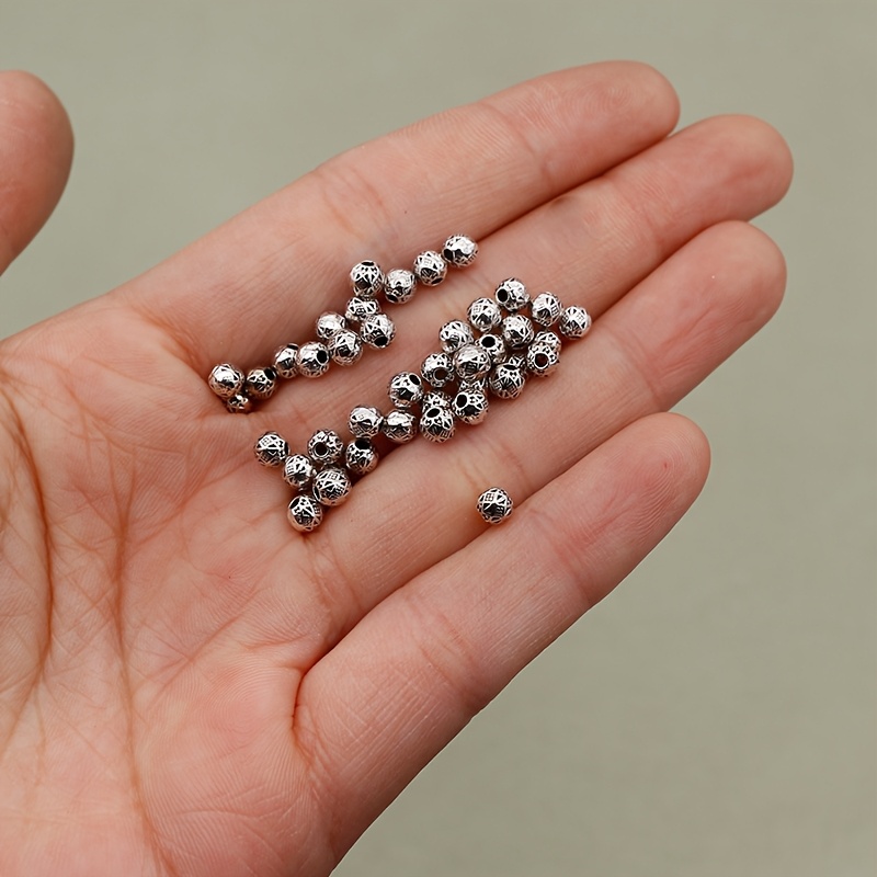 30pcs Mini Patterned Round Beads for Jewelry Making