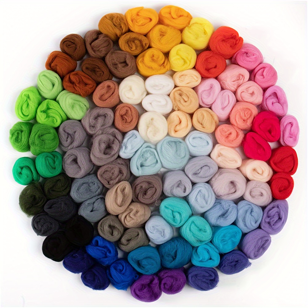 

96pcs 48 Colors Wool Strips, Handmade Needle Felting Wool Supplies Diy Craft Materials, Wool Felt Material Pack, 3g/pack