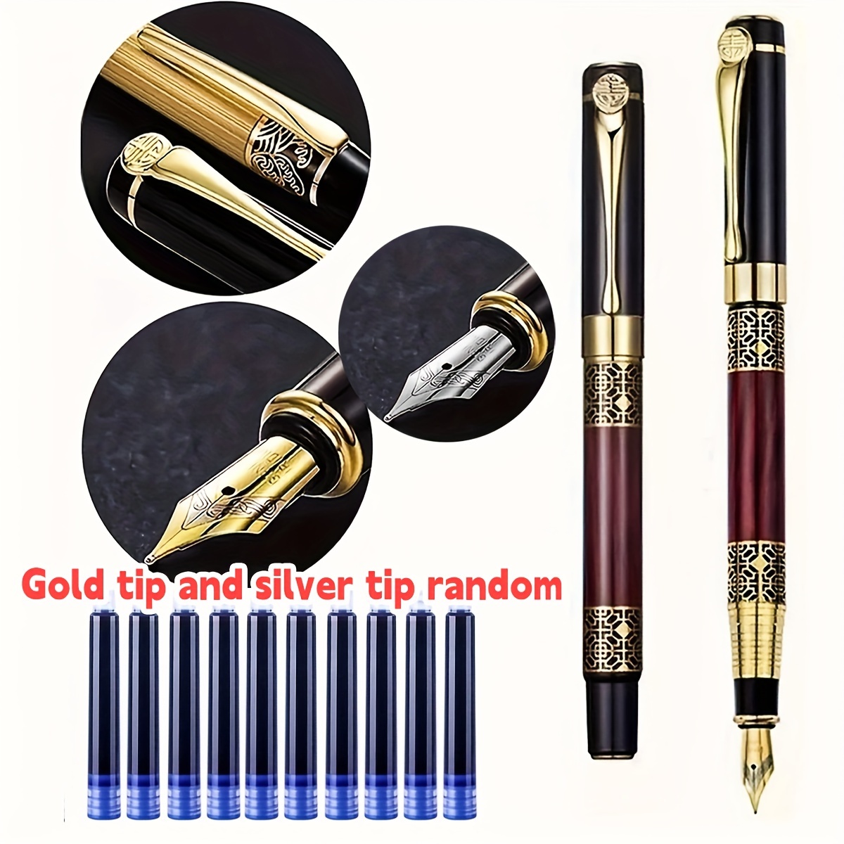 TEMU 11-piece Pen Set Nib And Personalized , Writing Click-off   And Ink Cartridges Included