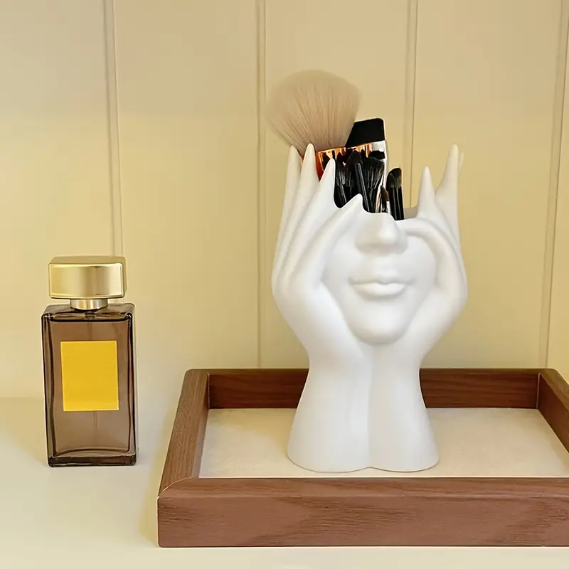 1pc bohemian style cosmetic organizer creative artistic figure makeup brush holder desktop display box lightweight bathroom vanity storage jar with for makeup brushes Product details 5