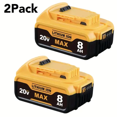 2pcs 20v 8 0ah replacement battery compatible for dewalt 20 battery dcb200 dcb204 dcb206 dcb206 2 dcb201 dcb203 dcb181 dcb