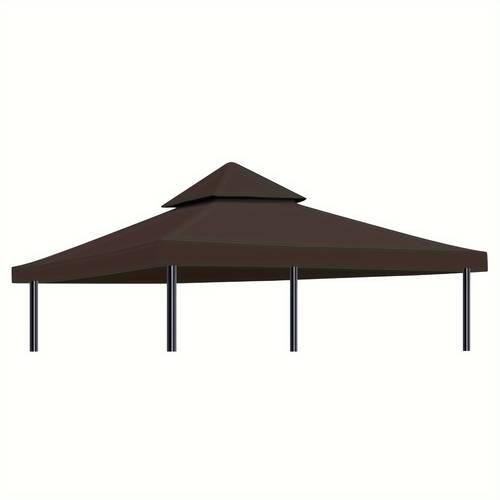 10x10 gazebo replacement canopy cover 2 tier uv protection high quality outdoor sunshade 600d polyester with pa coating fade reinforced corners khaki burgundy elegant tiered design durable pa coating