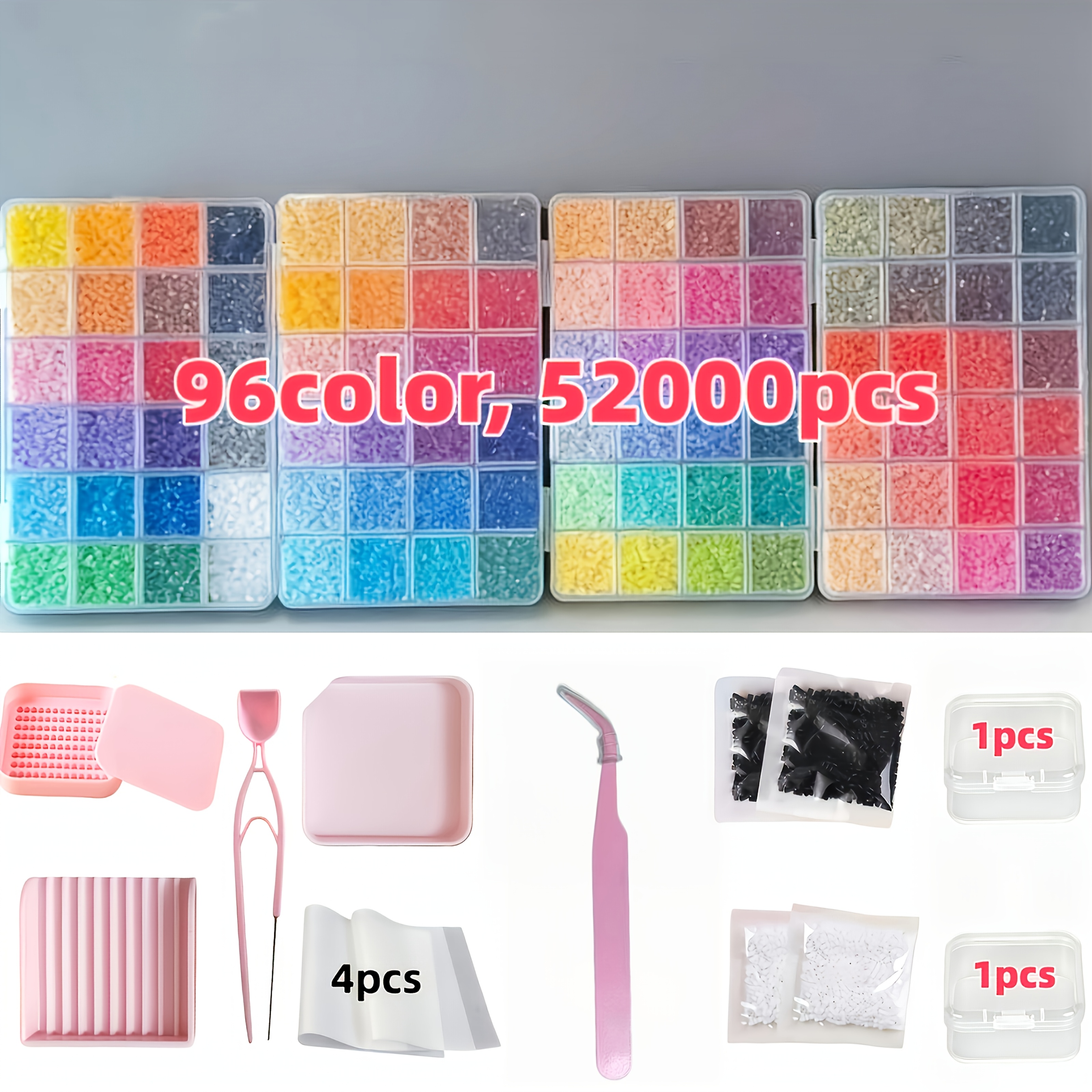 TEMU Kit per di perline qualit� ,6 mm, con multi-strumenti, 96 colori di perline | Perline di grande capacit�, regalo per le feste, per forniture