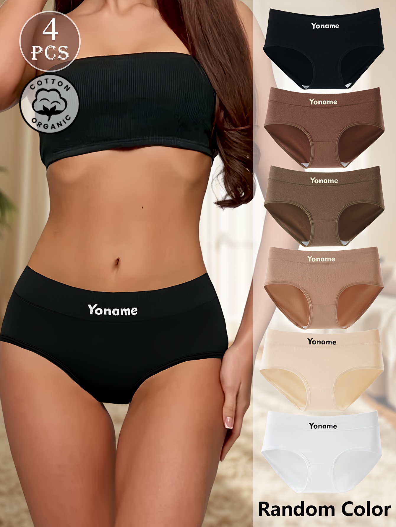 4-Pack Random Color Women s  -  Panties,   Minimalist Solid Briefs, Sporty Soft Comfortable  -Hugging Underwear for All  , Underwear for Women High Quality, Butt Lifting Underwear, Ribbed Underwear Plus Size, Period Panties, Period Underwear for Women  , Seamless Underwear for Women, Women Underwear Panties, Ladies Underwear, Cute Colourful Underwear, Sport Underwear for Women,   Panties, Daily Wear Panties, Seamless Design,