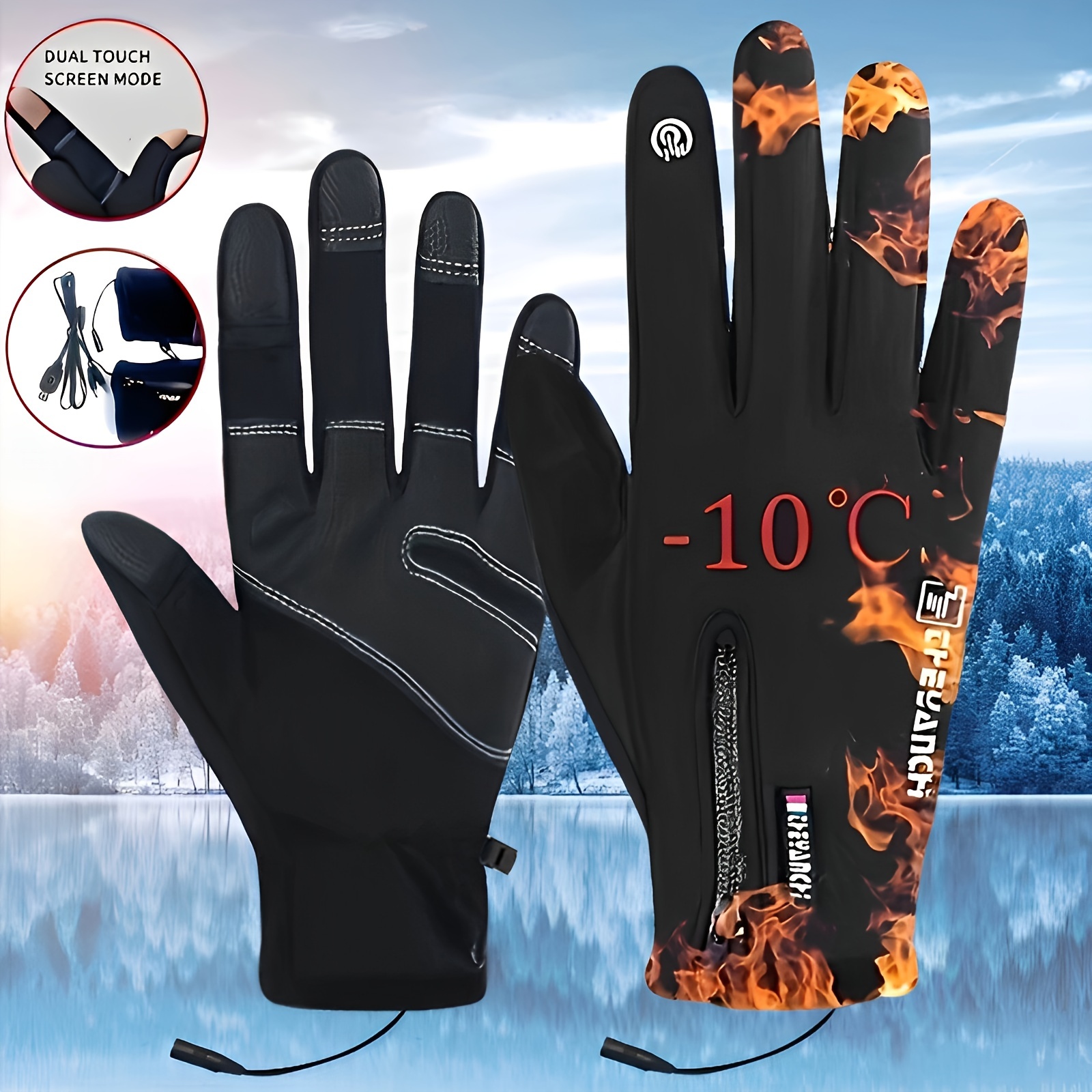 Guantes calefactables USB para hombre y mujer, guantes cálidos para  invierno, guantes cálidos para portátil, 2 unidades con pompón para tejer  las