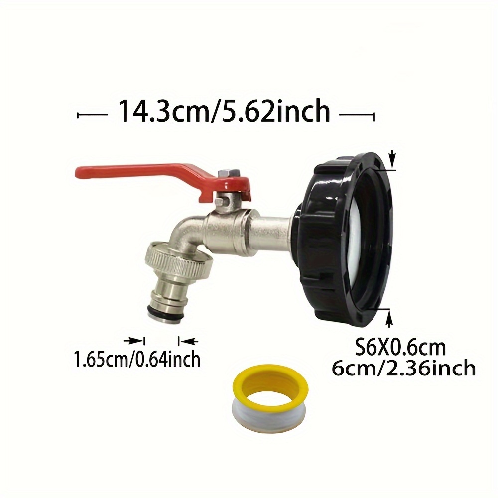 Image of 1pc Quick Connect Alloy Faucet Adapter For 1000l Ibc Water Tank - S60x6 Thread, Durable Metal & Plastic Garden Hose Connector
