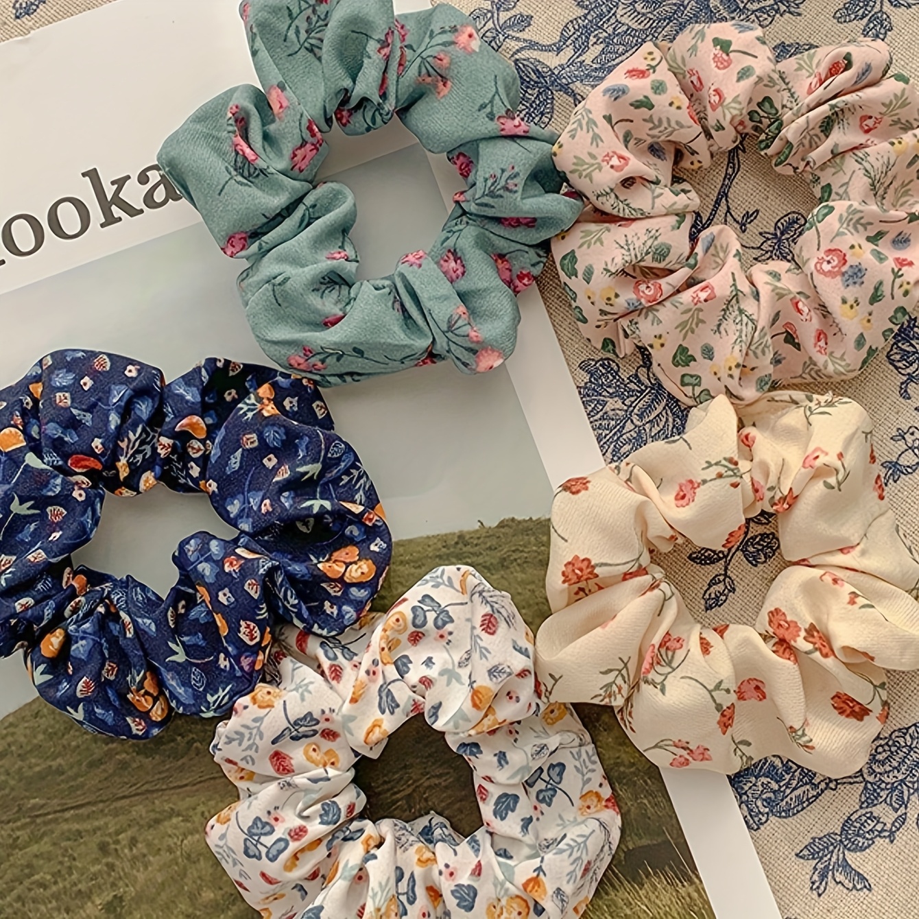 5pcs Fashion Temperament Floral Fabric Headbands For Women Party Hair Accessories, Ladies' Versatile Hair Circle For Travel