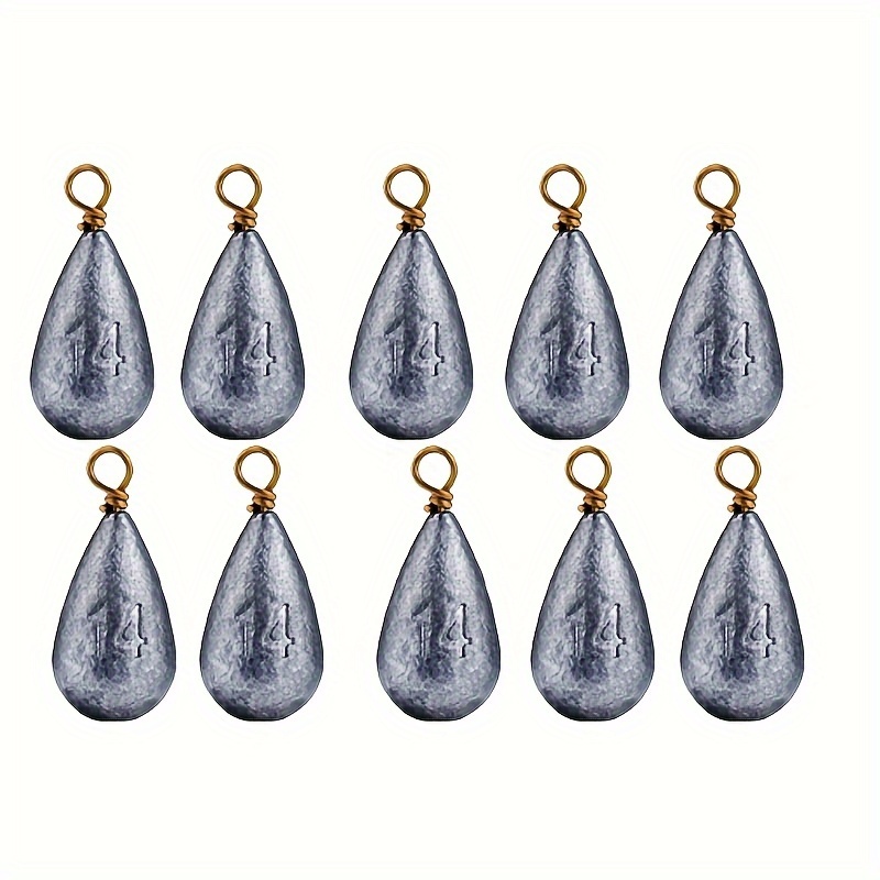 10pcs 3.5g 5g 7g 10g 14g, 5pcs Each, Teardrop-shaped Lead Sinker With Ring, Lure Lead Sinker, Lead, Fishing Tackle Additions