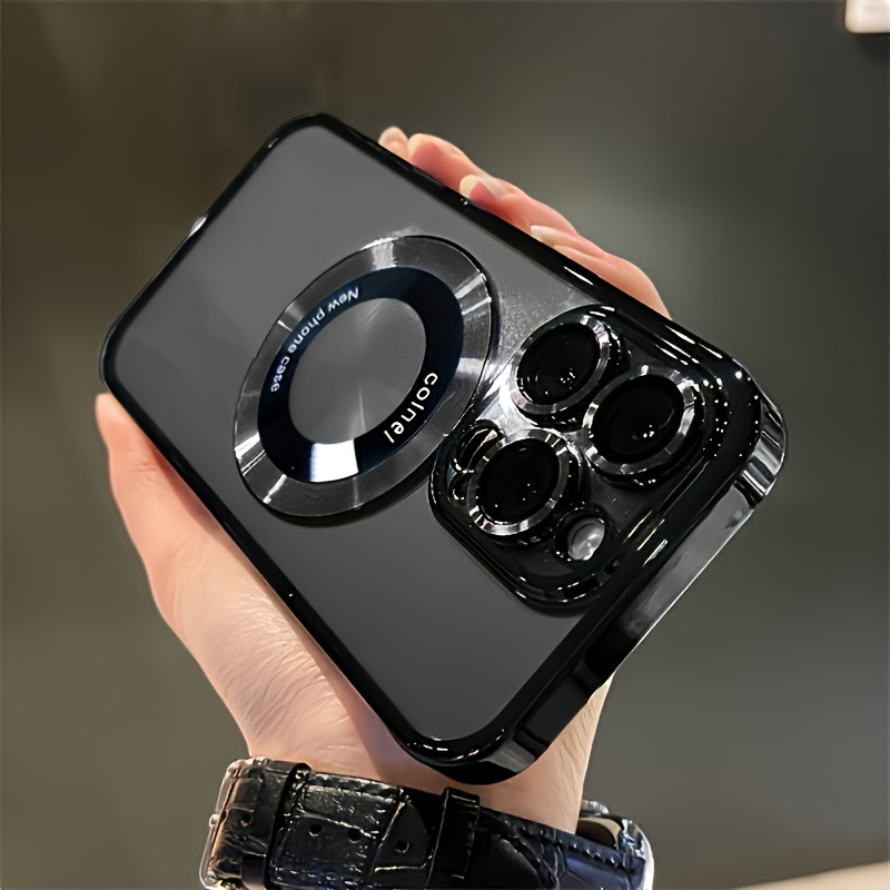 

Luxury Plating Transparent Magnetic Wireless Charging Phone Case For Iphone 11 12 13 14 15 Pro Max 14plus 15pro Cases With Lens Protector Shockproof Cover