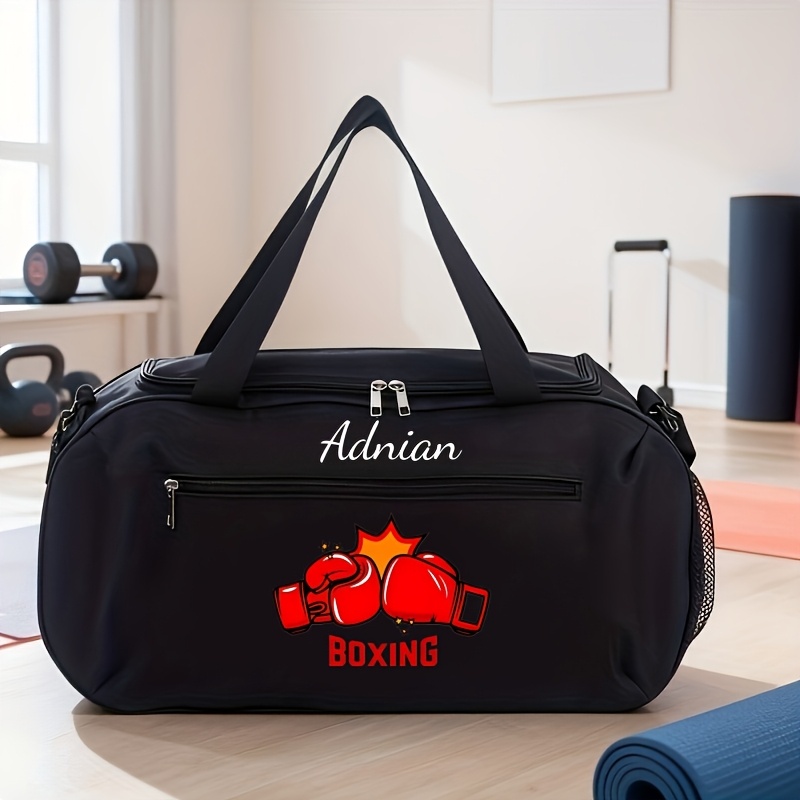 TEMU Personalized ' Boxing Gym Bag - Name/, Foldable Large Capacity Sports Duffel With Zip Closure & Adjustable Strap, Lightweight For Training,,