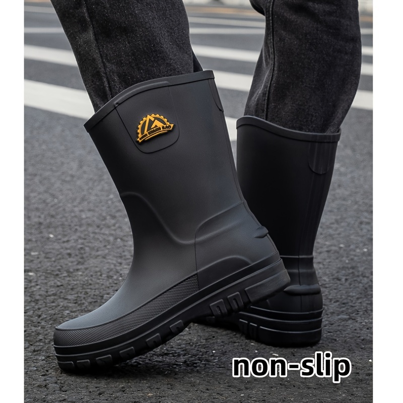 mens stylish waterproof rain boots slip resistant   calf for outdoor fishing activities