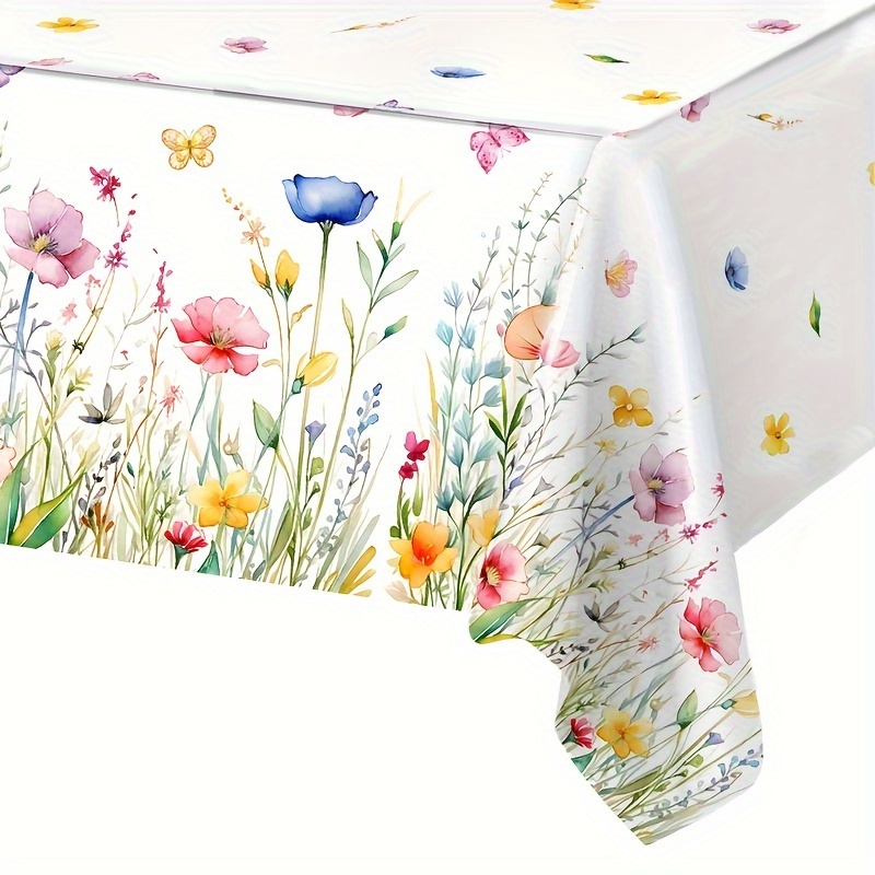 

Spring Floral Table Runner - Colorful Wildflower Design, Disposable Plastic, Perfect For Weddings, Birthdays & Parties