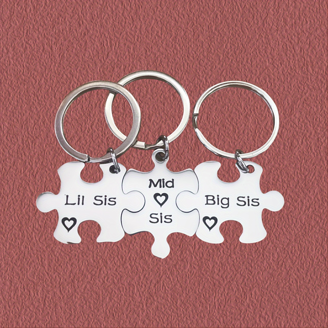 

3pcs/set Big Sis & Mid Sis & Lil Sis Keychain/necklace Stainless Steel Key Chain Ring Birthday Christmas Gift For Sisters Best Bff