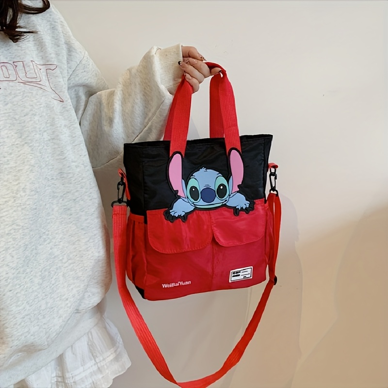 

Disney Stitch Canvas Tote Bag - Adjustable Shoulder Strap With Zipper Closure, Women's Casual Crossbody Bag