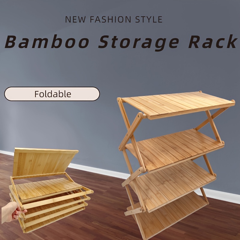 Concise Rectangle 6 Tiers authentic Bamboo Shoe Rack Wood Color