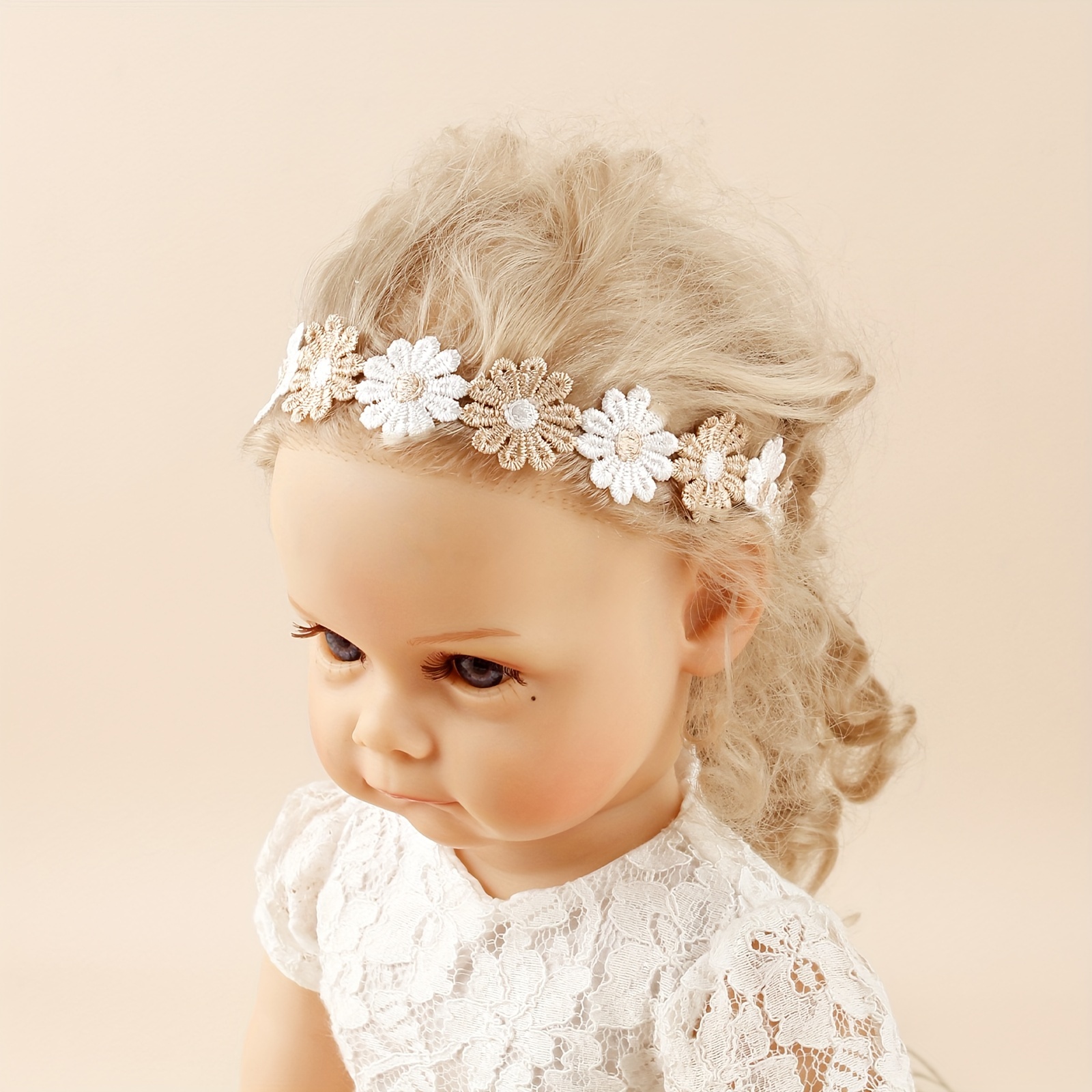 3 exquisite white embroidered baby headbands delicate and   photo headbands