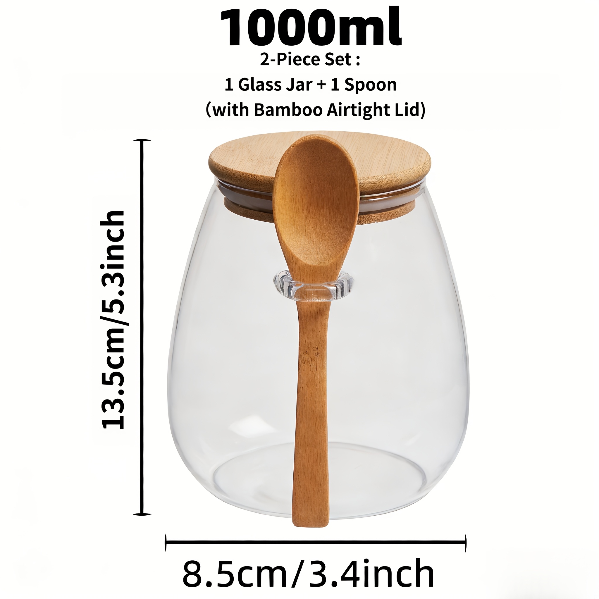 TEMU Sealed Glass Storage Jar + Spoon 2pcs Set, Sealed Glass Storage Jar With Spoon - Great For Storing Coffee, Sugar, Tea, Salt, Candy, And Spices -