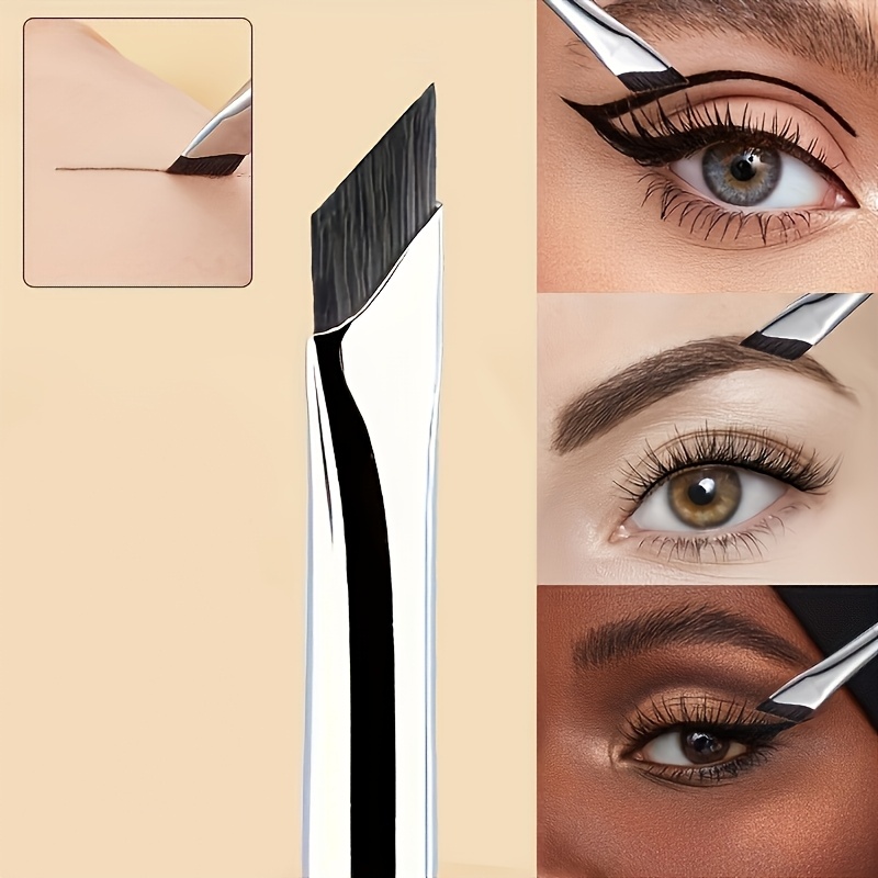 

Precision Angled Eyeliner Brush Set - Wand Form, Unscented Polyester Bristles, Suitable For Types, Abs Handle, Professional Makeup Tool For Eyelid & Brow - Single Piece